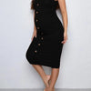 Elegant Stretch Maternity Dress with Button Detail ATHLEXES