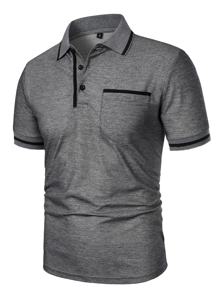 Luxe Lapel Solid Color Men's Short Sleeve Polo ATHLEXES