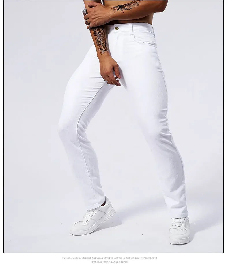 Urban Style Slim Fit White Denim Jeans ATHLEXES