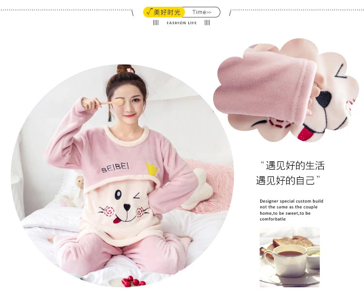 CozyCare Winter Nursing Pajama Set for Moms ATHLEXES