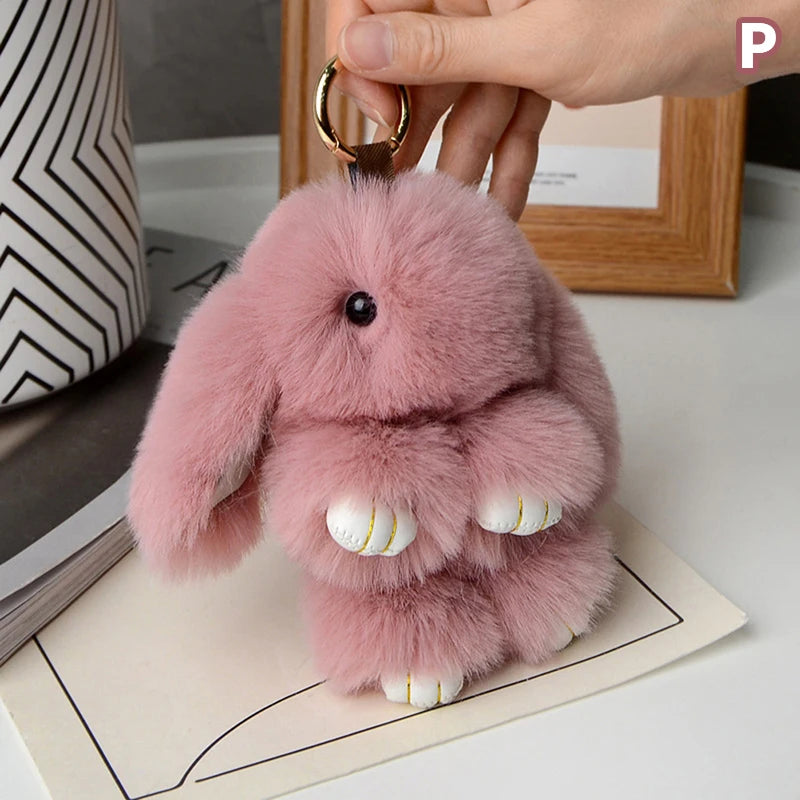 Chic 15cm Rabbit Fur Keychain for Bags & Gifts ATHLEXES