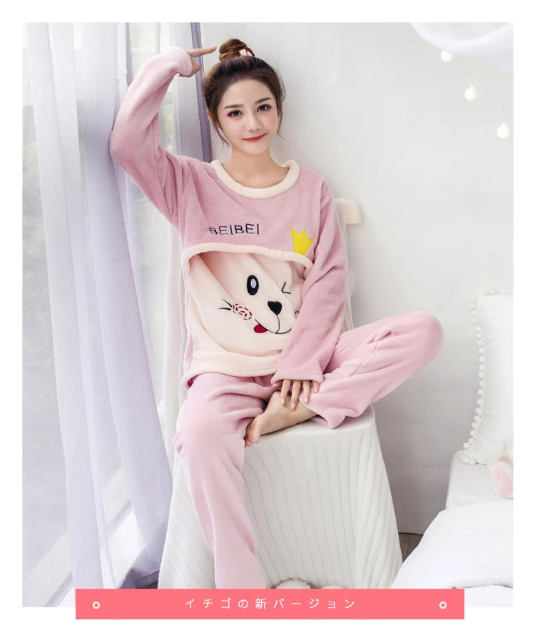 CozyCare Winter Nursing Pajama Set for Moms ATHLEXES
