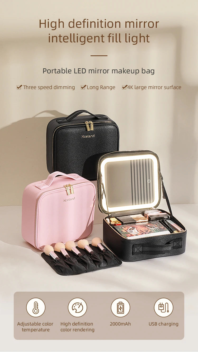 LuxeGlow LED Makeup Train Case ATHLEXES