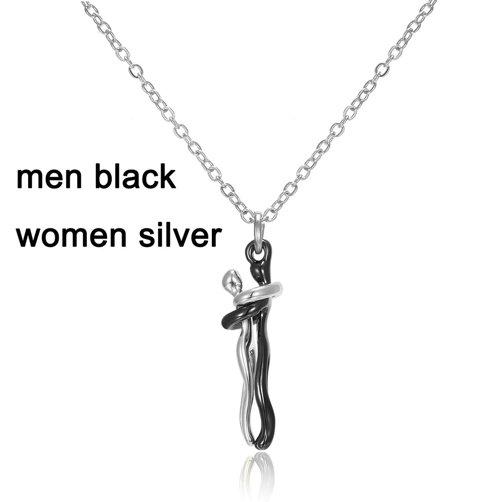 Hugging Pendant Choker Necklace for Couples ATHLEXES