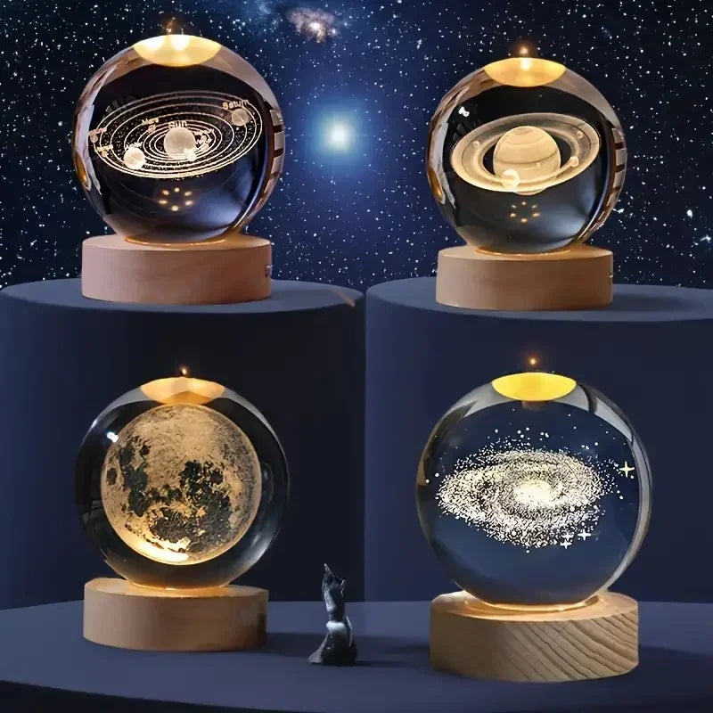 Luminous Saturn 3D Solar System Crystal Sphere ATHLEXES