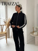 TRAFZA Luxe Stripe Jacket & Trousers Set for Women ATHLEXES