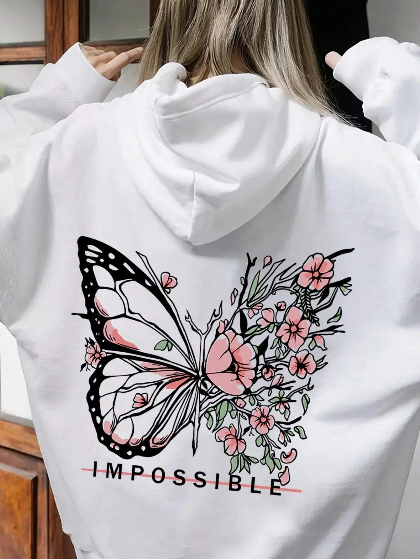 Rose Butterfly Graphic Hooded Sweatshirt ATHLEXES