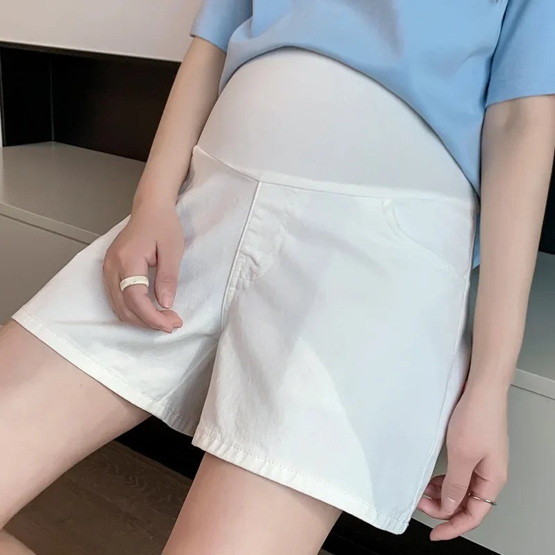 Chic Denim Maternity Shorts for Summer Comfort ATHLEXES