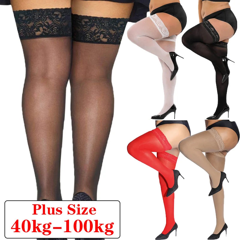 Luxe Lace Plus Size Stay-Up Thigh High Socks ATHLEXES