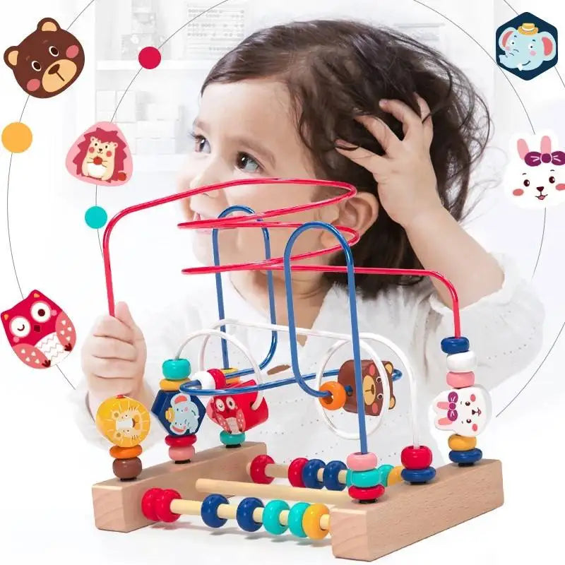 Montessori Wooden Roller Coaster Bead Maze for Toddlers ATHLEXES