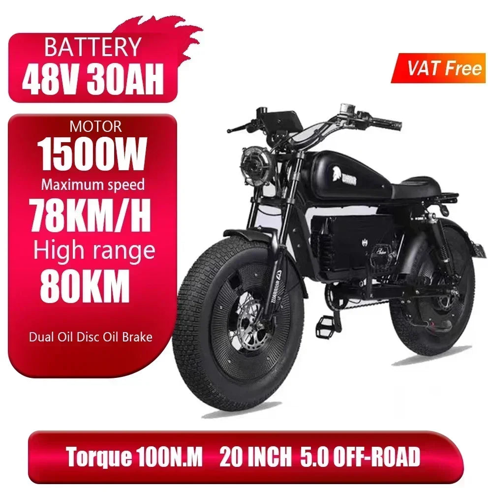 Black Knight 1500W Off-Road Electric Bike ATHLEXES