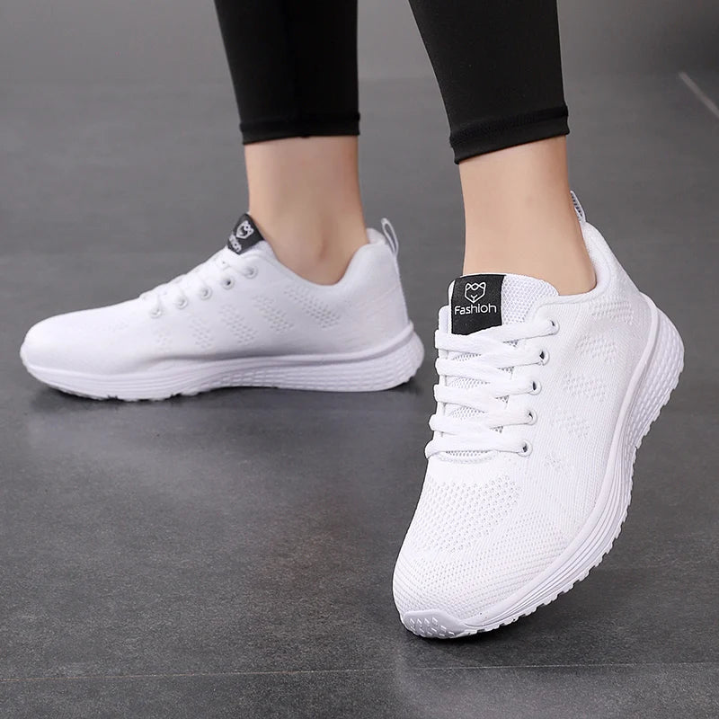 Breathable Mesh Lace-Up Sneakers for Women in Pink, Black, White ATHLEXES