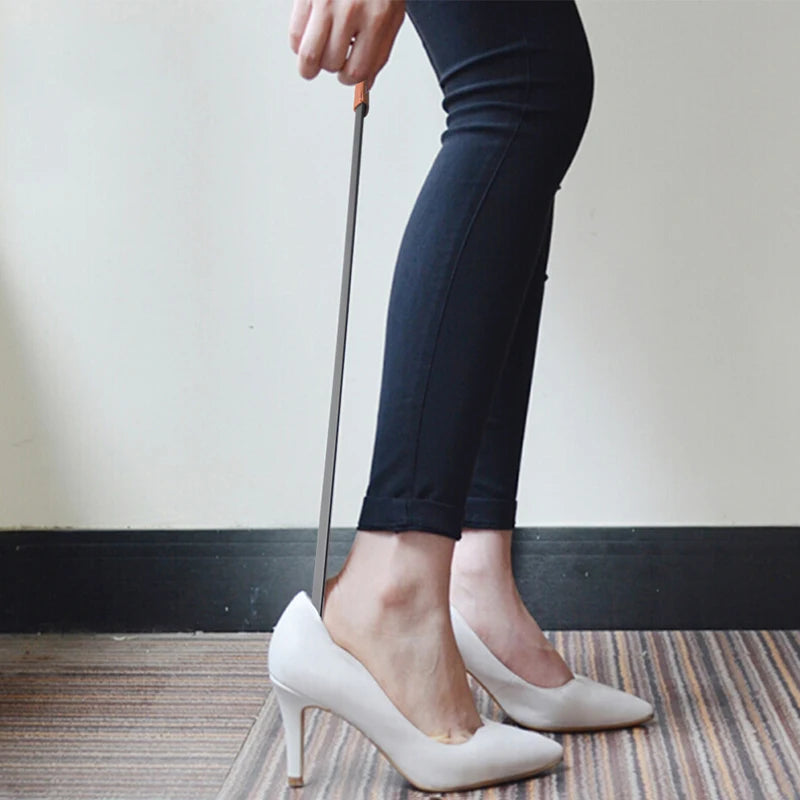 Elegant Stainless Steel Shoe Horn with Leather Cover ATHLEXES
