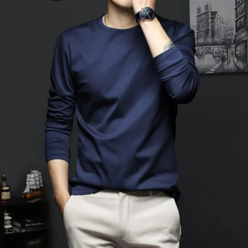 Autumn New Promotion Ice Silk Men's V-Neck Casual Top 2023 ATHLEXES