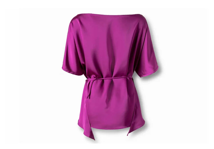 Satin Elegance Summer Short Sleeve Top ATHLEXES