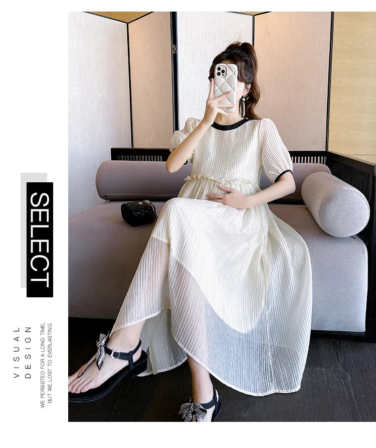 Chic Summer Maternity A-Line Midi Dress ATHLEXES