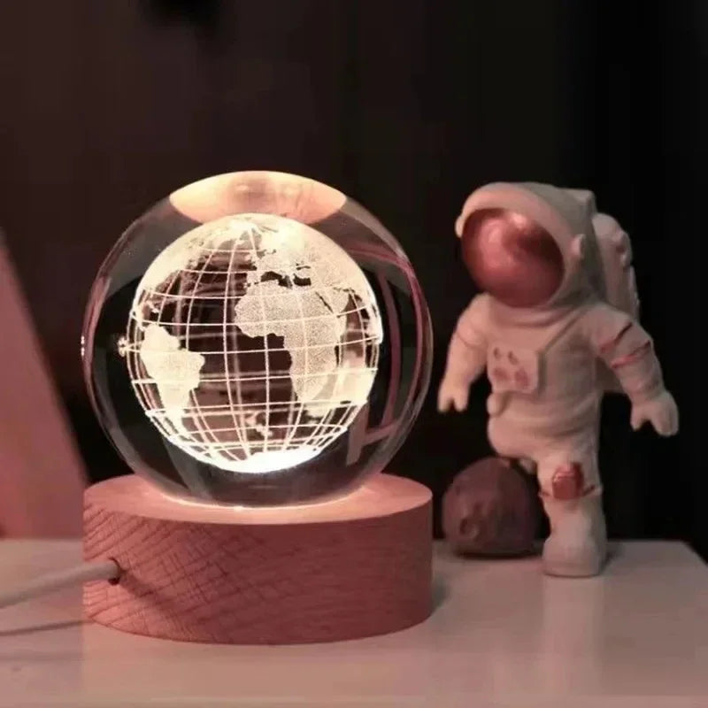 Galactic Saturn Crystal Ball with Wooden Base ATHLEXES