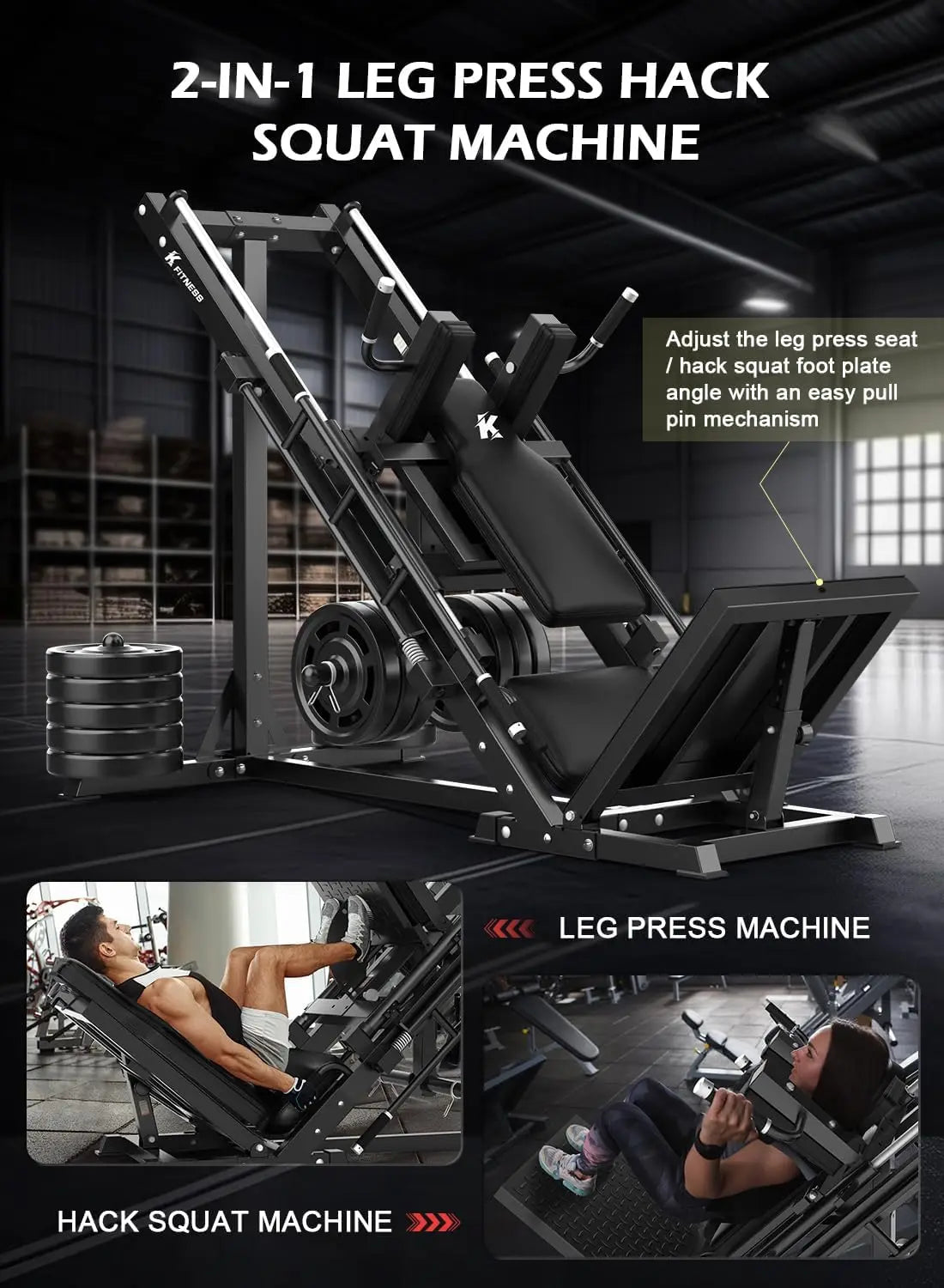 Elite Leg Press Hack Squat Machine for Total Leg Training ATHLEXES