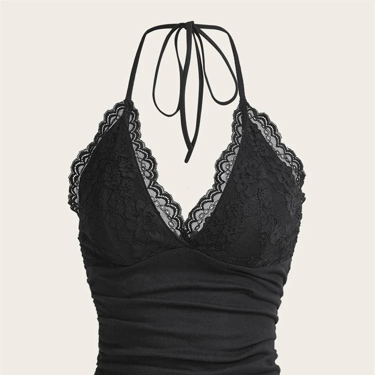 Gothic Lace Halter Top for Edgy Street Style ATHLEXES