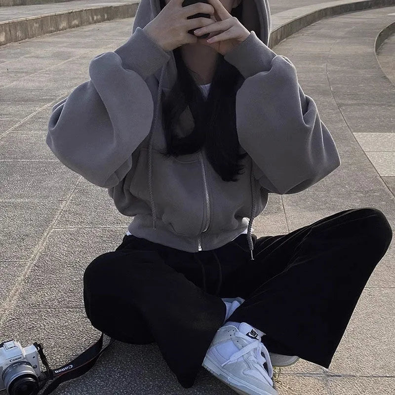 Chic Korean Fleece Lined Hoodie Jacket ATHLEXES