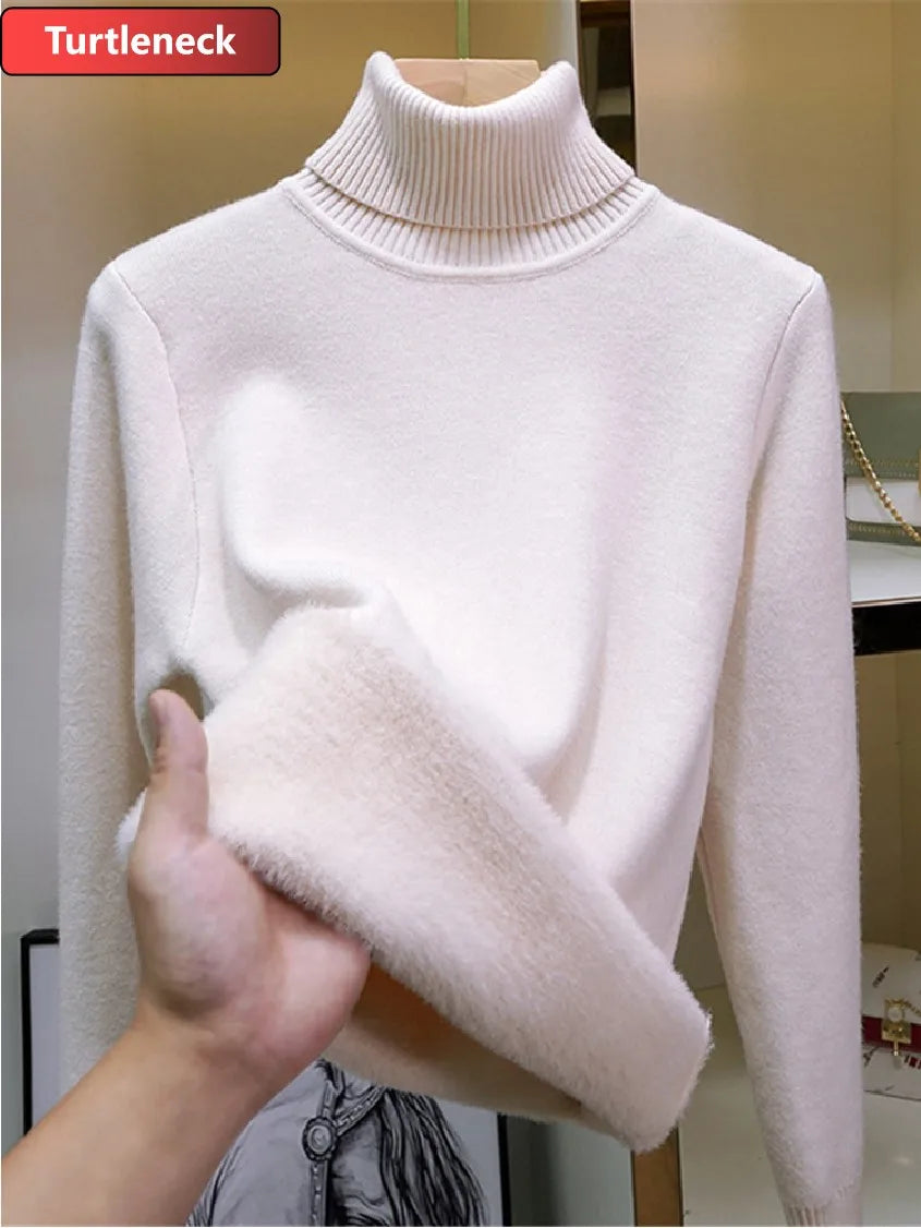 Korean Style Velvet Turtleneck Sweater for Women ATHLEXES