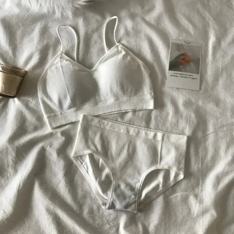 Women's Sports Bra Set Underwear Bra Korean Style Push Up No Steel Ring Bra High Elastic Panty Set ATHLEXES