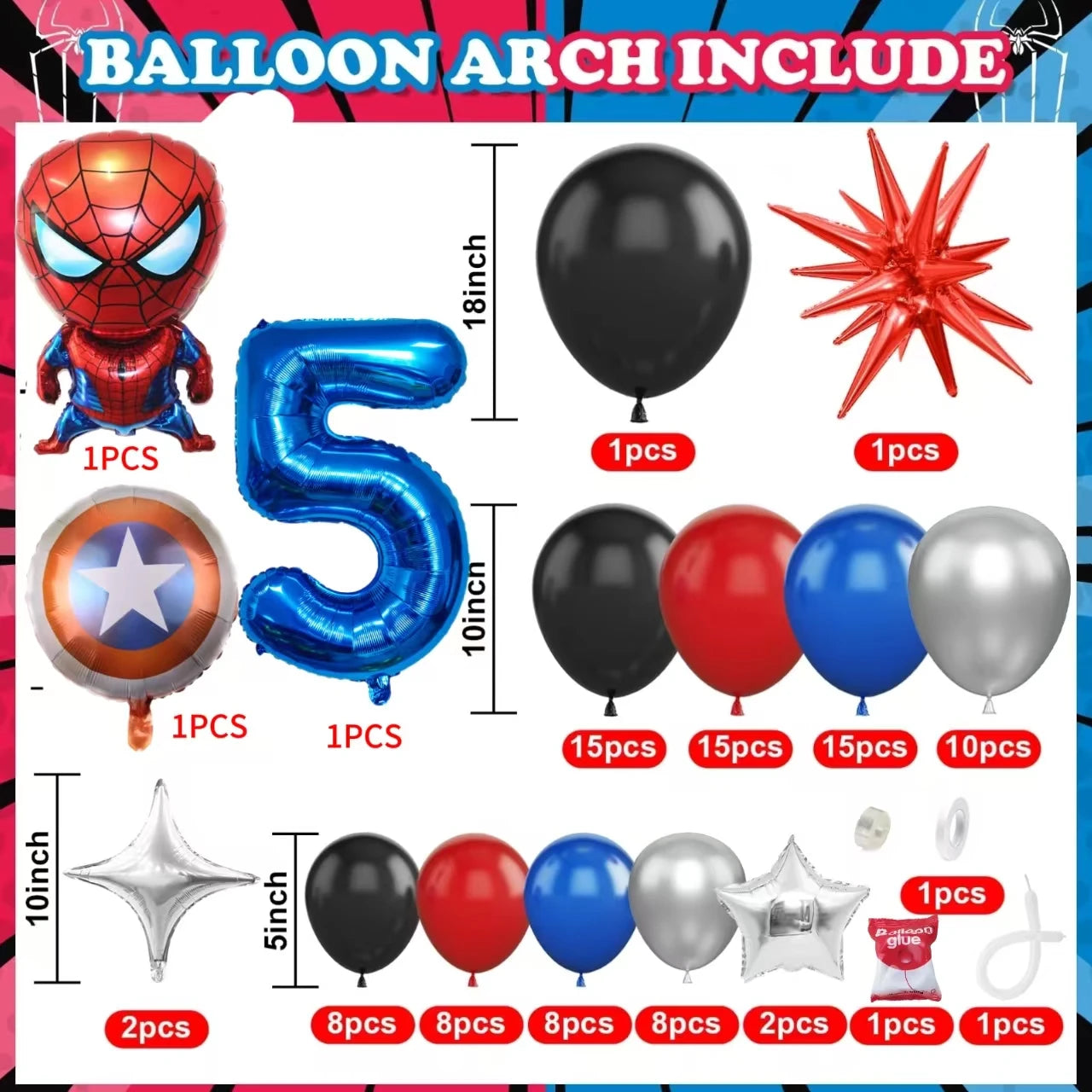 Spiderman Superhero Balloon Garland Kit ATHLEXES