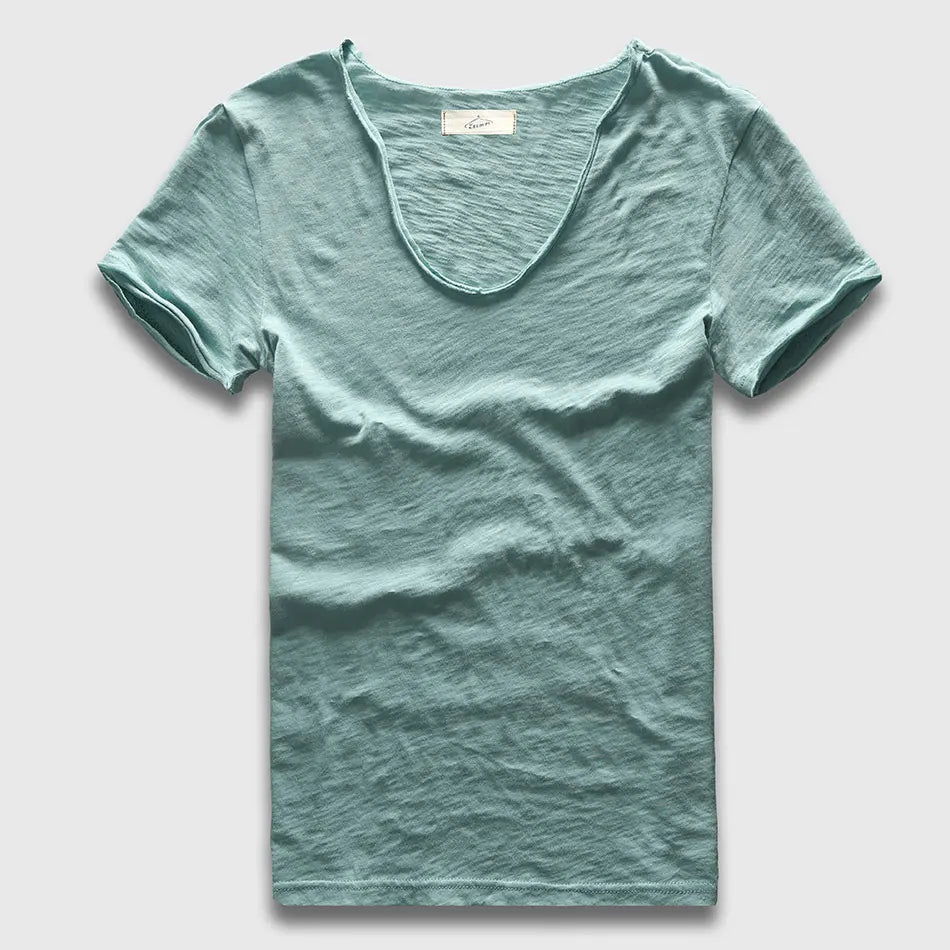 VogueFit Solid Cotton V-Neck Slim Fit T-Shirt for Men ATHLEXES