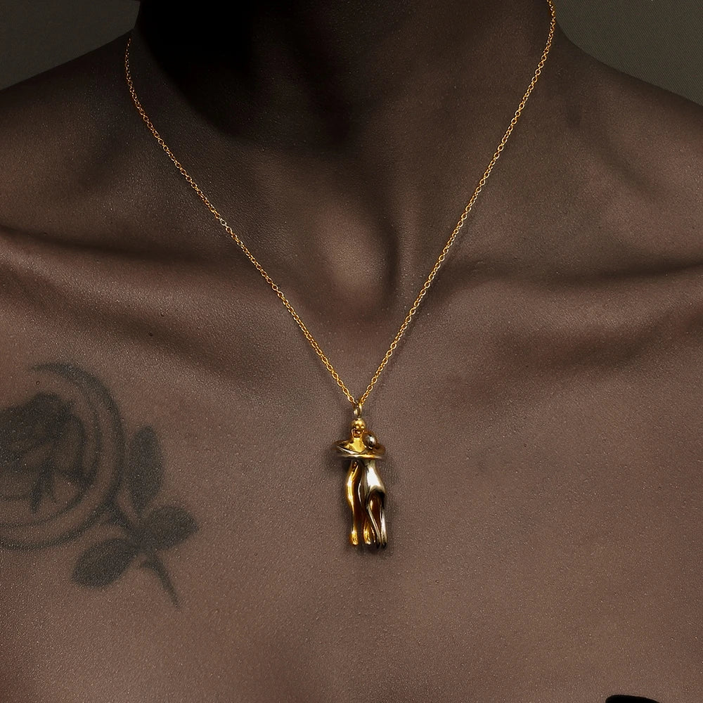 E.B.belle People Hug Pendant Necklace in Gold ATHLEXES
