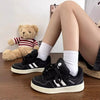 Chic Retro Matte Black Casual Sneakers for Women ATHLEXES