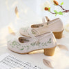 Veowalk Elegant Cotton Mary Jane Block Heels ATHLEXES
