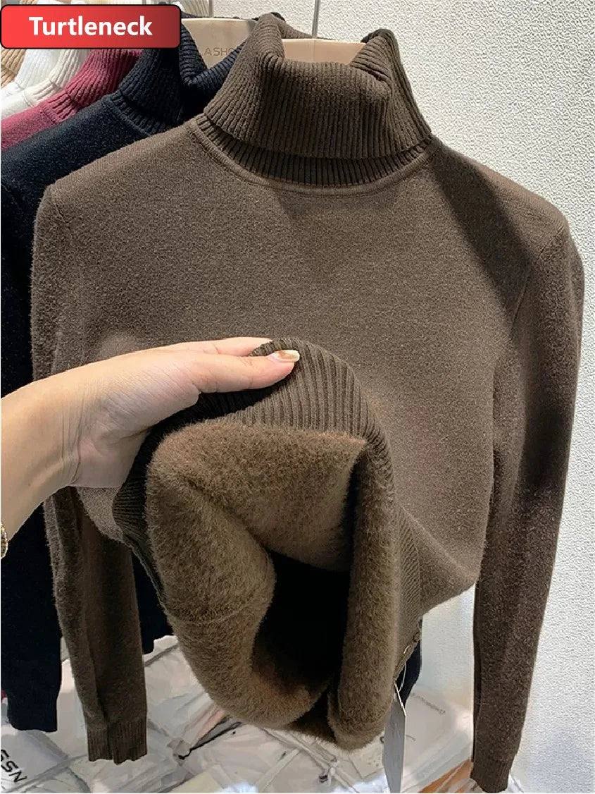 Korean Style Velvet Turtleneck Sweater for Women ATHLEXES