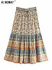 Bohemian Floral Peacock Midi Skirt for Women ATHLEXES