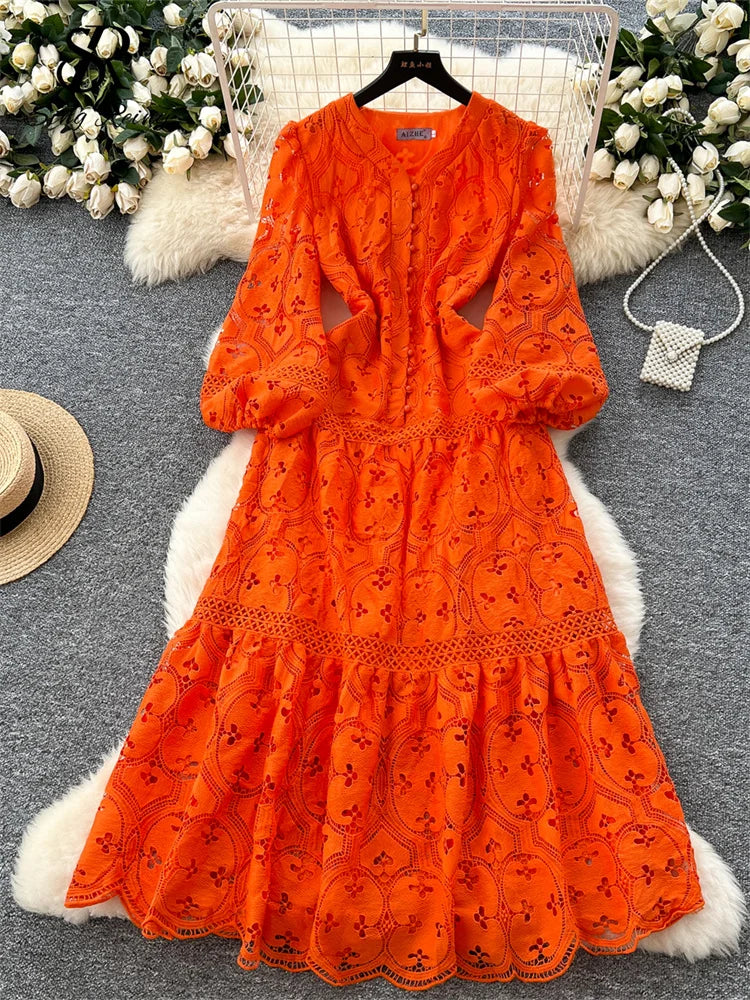 Chic French Lace Ruffle Dress for Women ATHLEXES