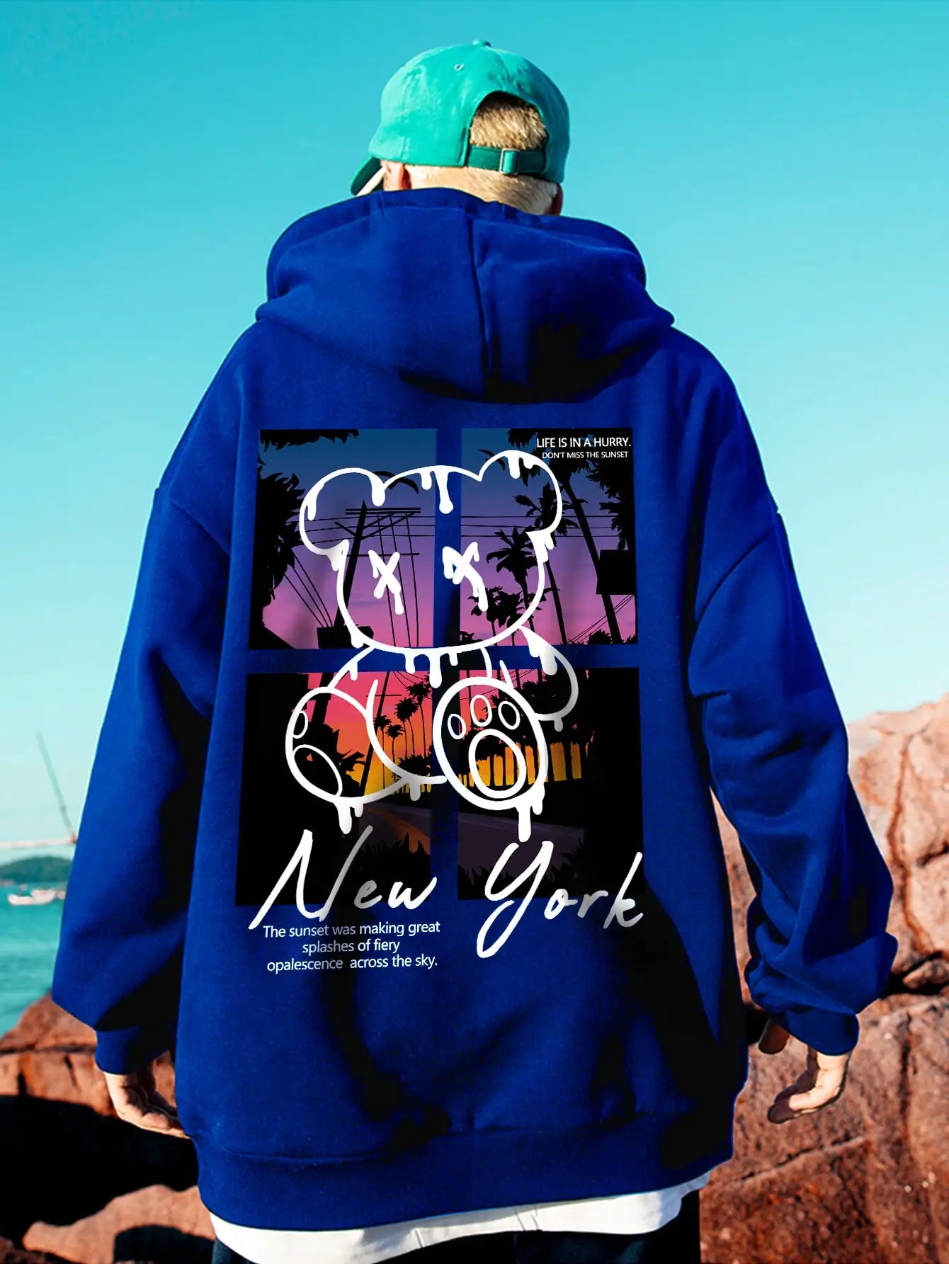 Urban Sunset Bear Graphic Hoodie for Men ATHLEXES