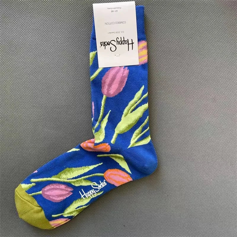 Happy Socks Men's Diamond Check Crew Socks for All Seasons ATHLEXES