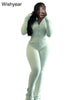 Elegant Street Style Women's Long Sleeve Tops & Flare Pants Set ATHLEXES