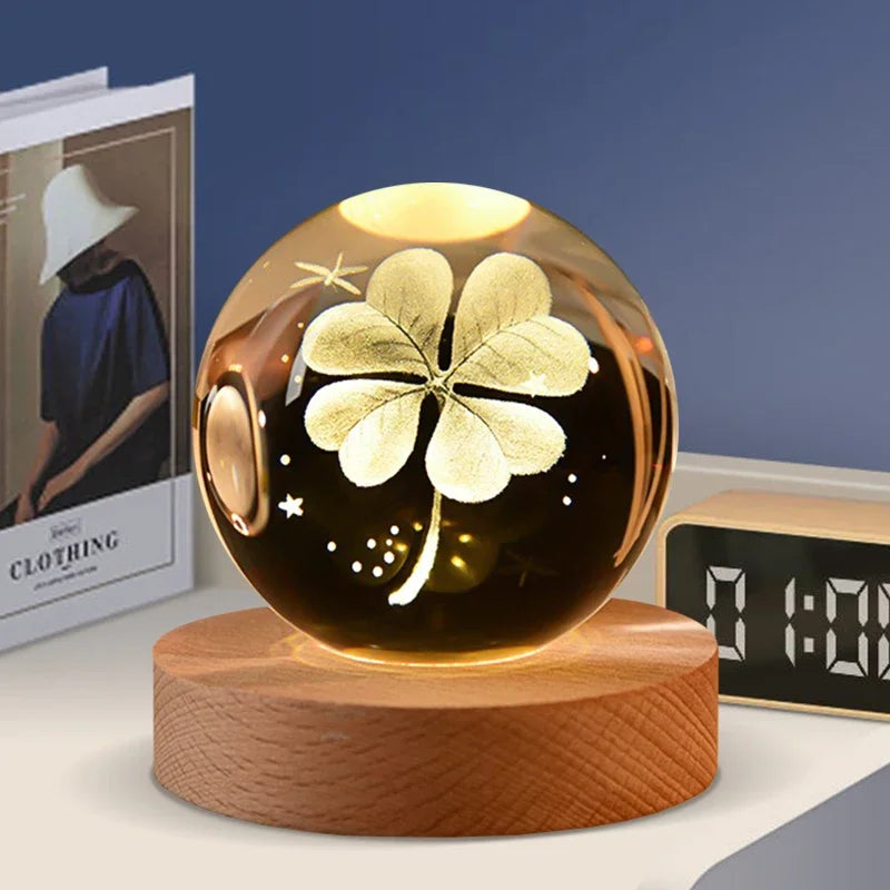 Galactic Saturn Crystal Ball with Wooden Base ATHLEXES