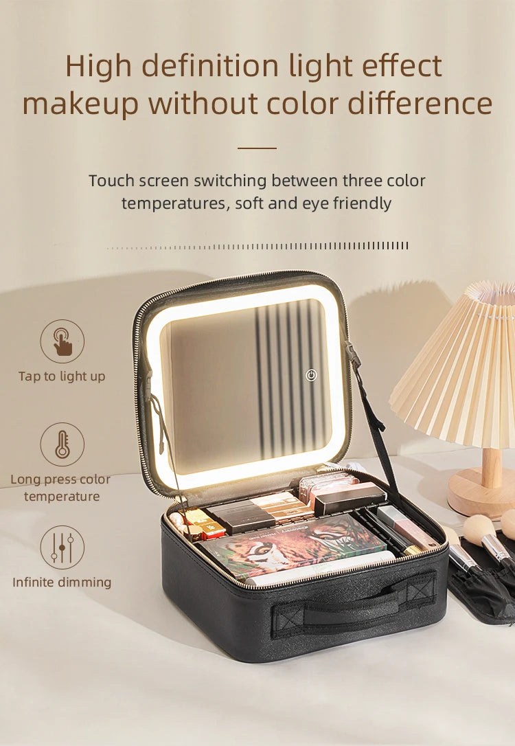 LuxeGlow LED Makeup Train Case ATHLEXES