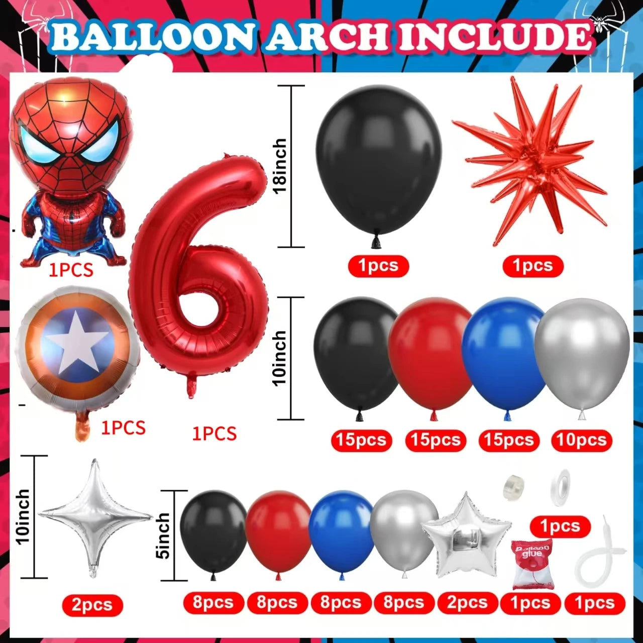 Spiderman Superhero Balloon Garland Kit ATHLEXES