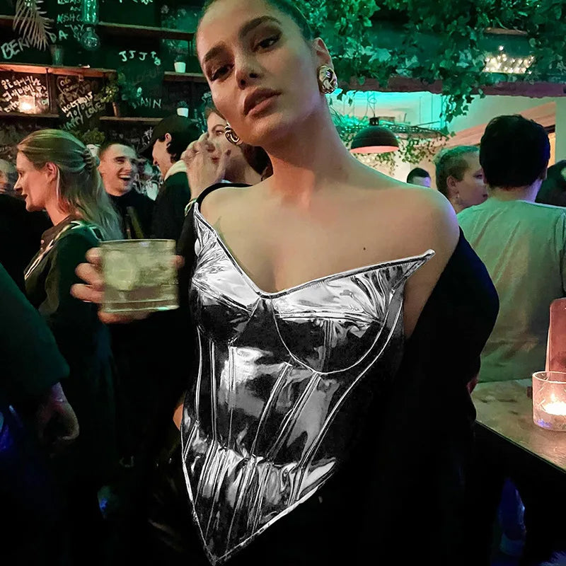 Goddess Glam Metallic Corset Top ATHLEXES