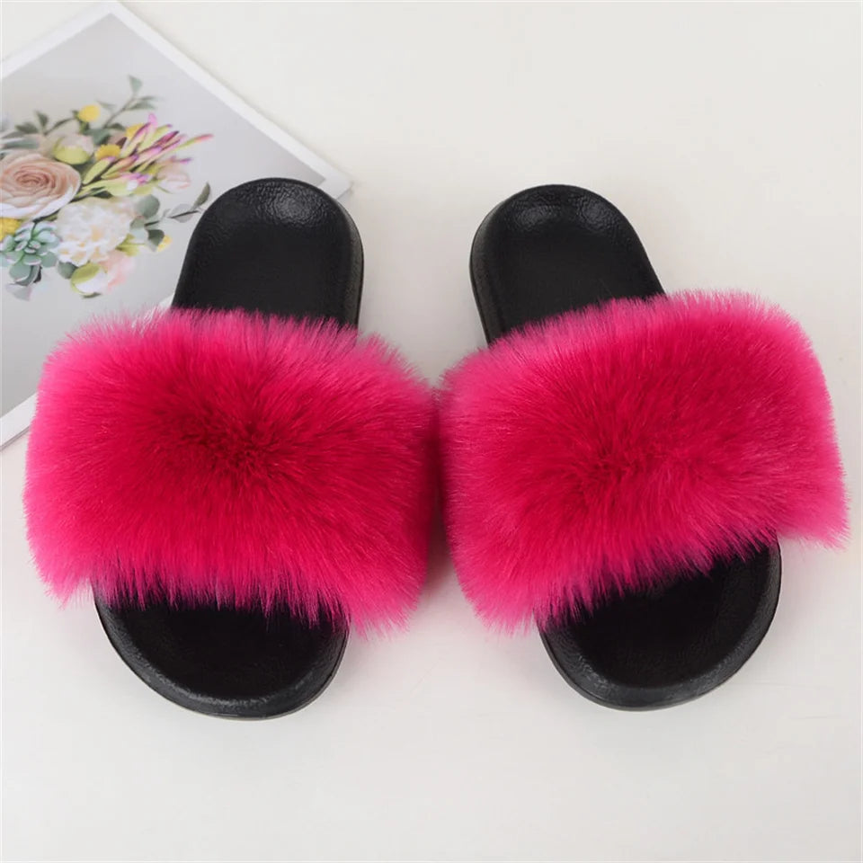 Luxury Faux Fur Slides for Women - Summer Comfort ATHLEXES
