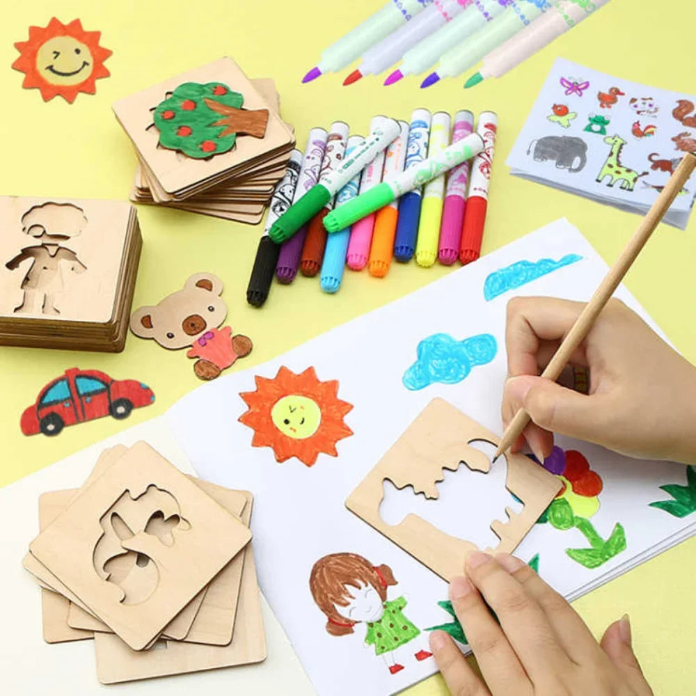 20pcs Montessori Wooden Drawing Stencils Set ATHLEXES
