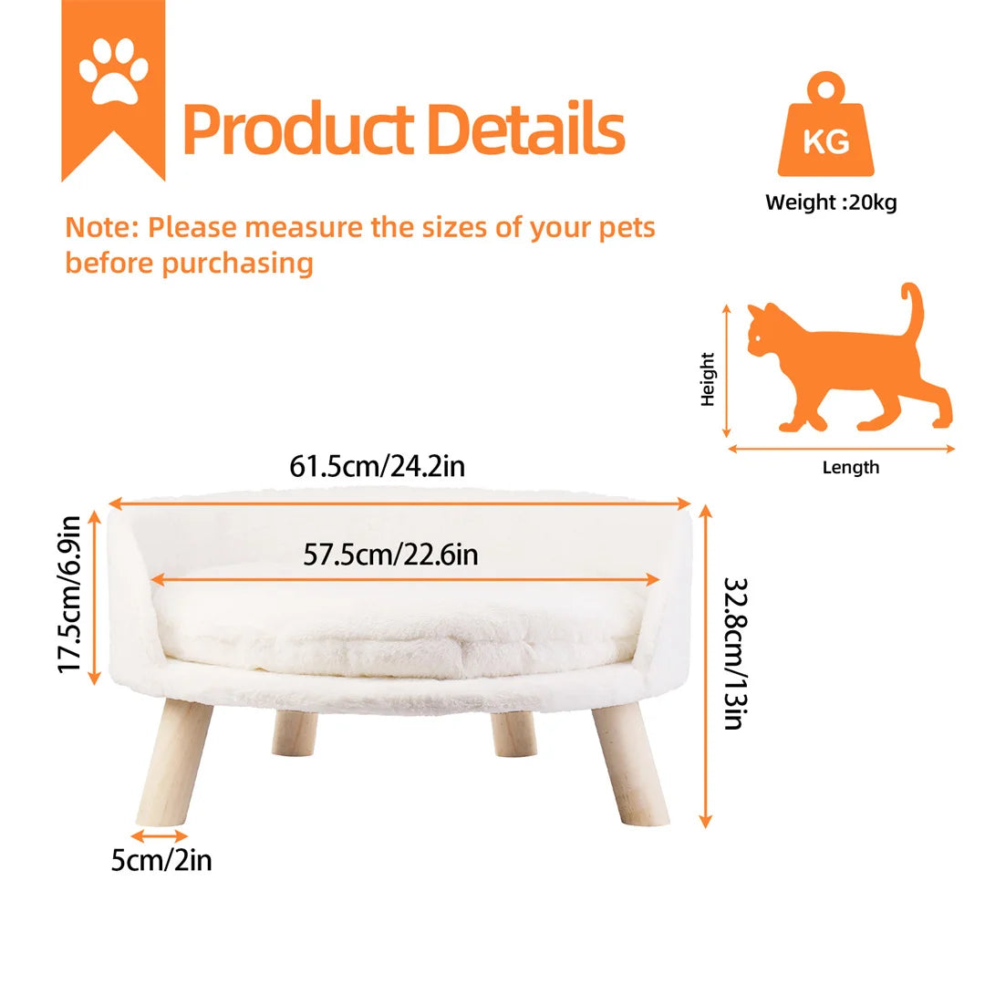 PlushNest Luxury Cat Bed with Waterproof Cushion and Stylish Wood Legs ATHLEXES