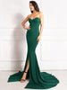 Elegant Strapless Black Maxi Dress with Front Slit ATHLEXES