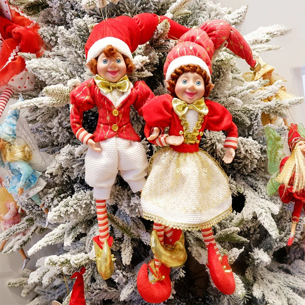 Elf Couple Plush Dolls: Festive Tree Ornaments ATHLEXES
