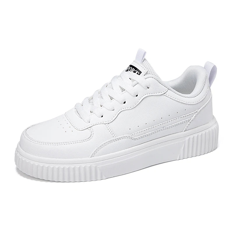 LuxeLite Breathable White Lace-Up Sneakers for Women ATHLEXES