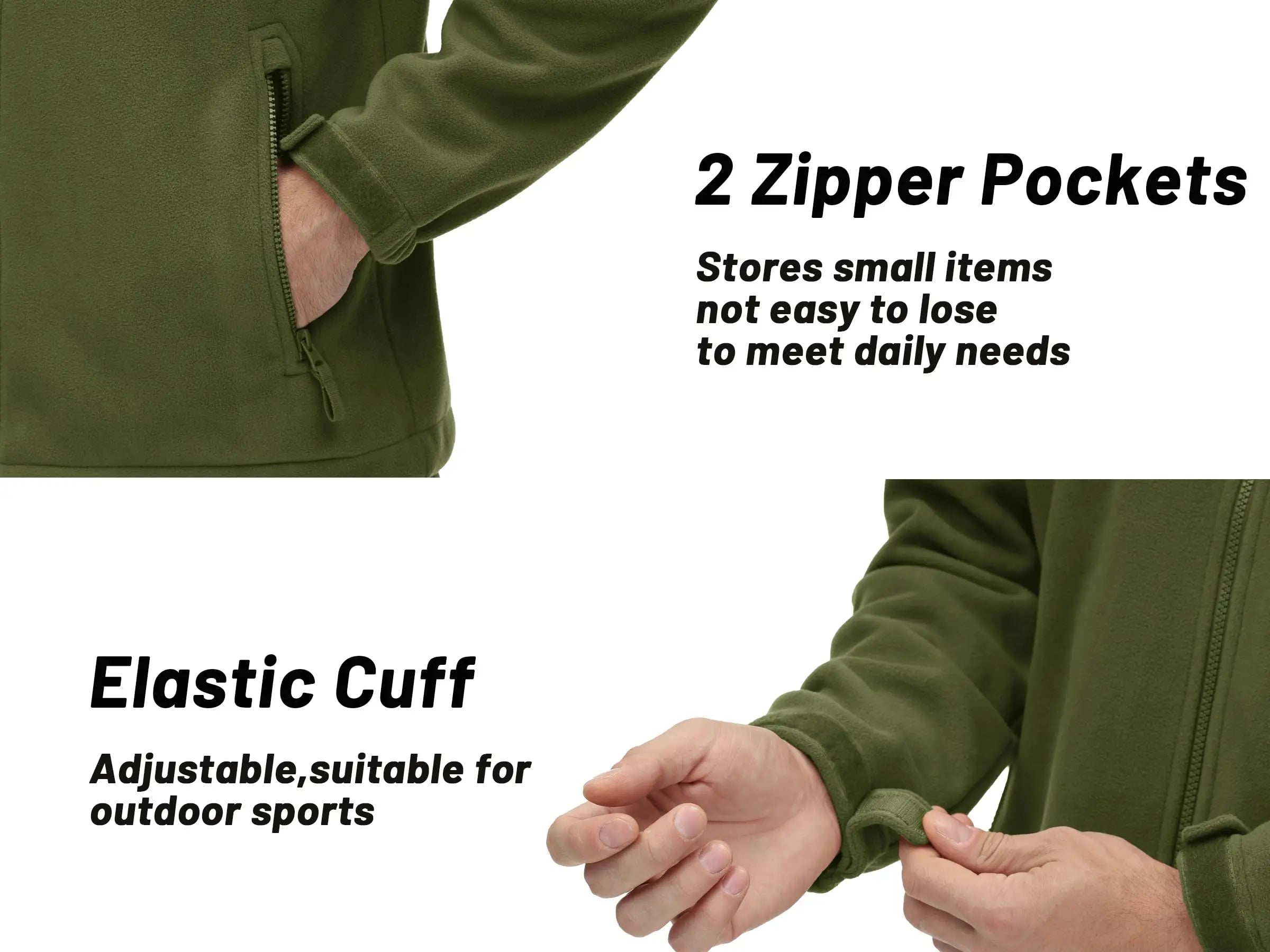TACVASEN Men's Windproof Fleece Jacket with Pockets ATHLEXES