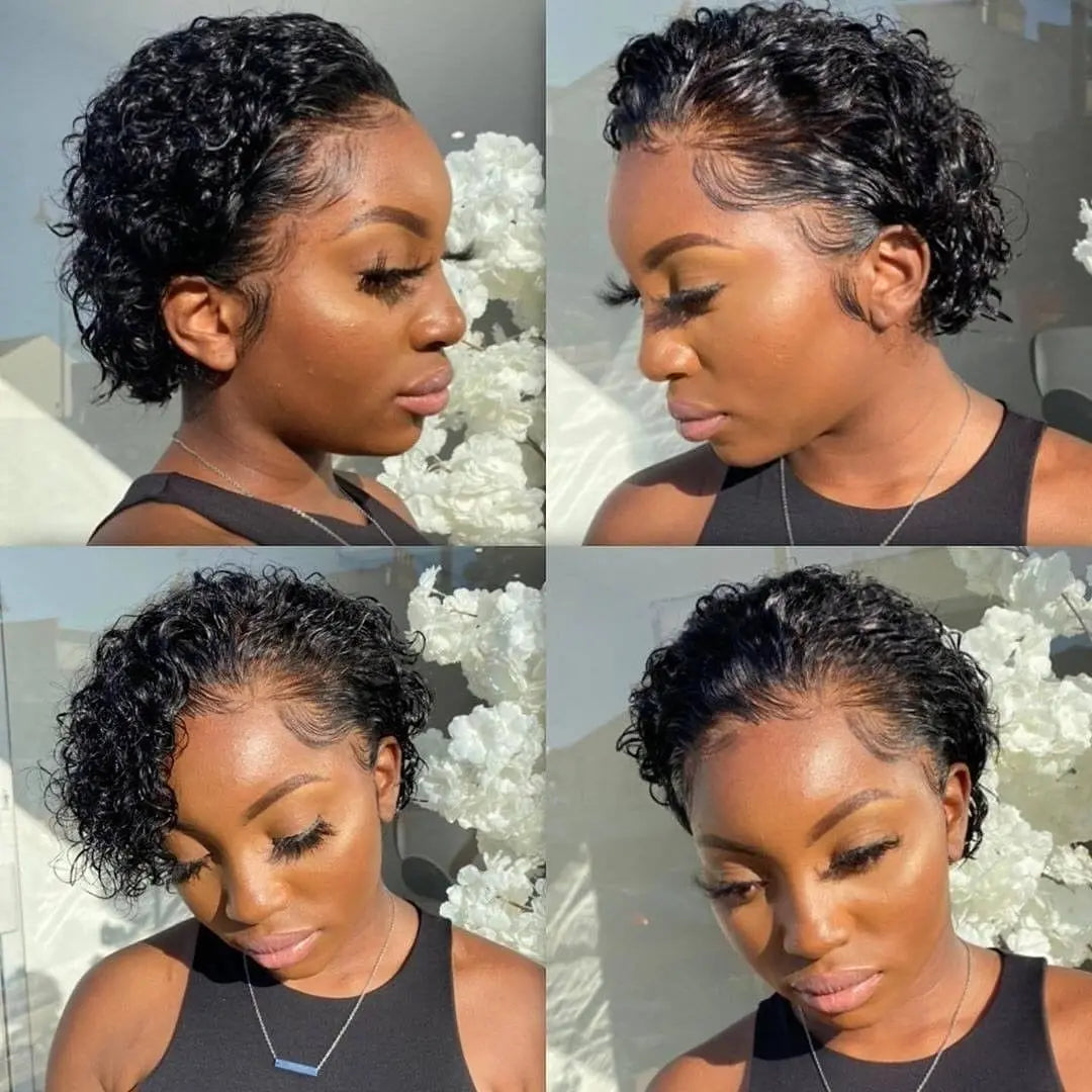 Bouncy Afro Pixie Cut Wig with Bangs ATHLEXES
