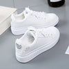 Elegant Lace-Up Women’s Embroidered White Sneakers ATHLEXES